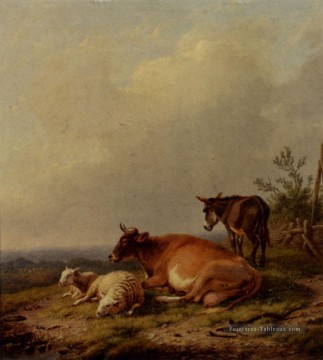  vache - Une Vache Un Mouton Et Un Âne Eugène Verboeckhoven animal